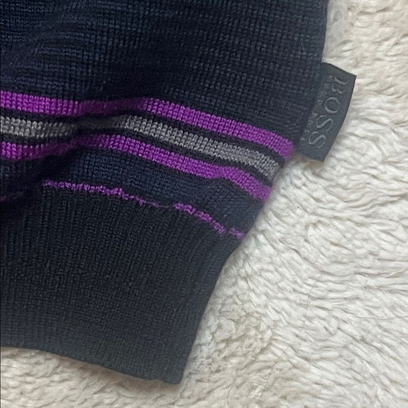 Hugo Boss 100% Virgin Wool Men's Striped Sweater sz XL - Picture 5 of 11